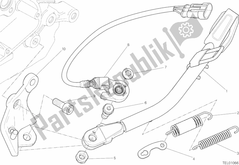 All parts for the Side Stand of the Ducati Monster 797 Plus Thailand USA 2019